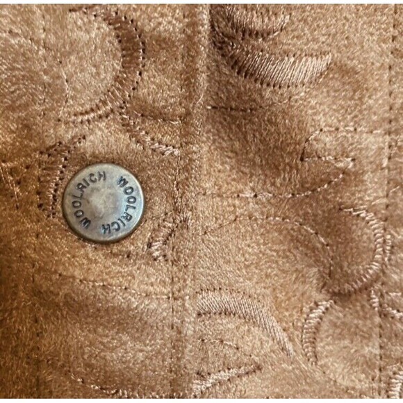 WOOLRICH Shacket Shirt Embroidered Faux suede Jacket Medium - Picture 9 of 14